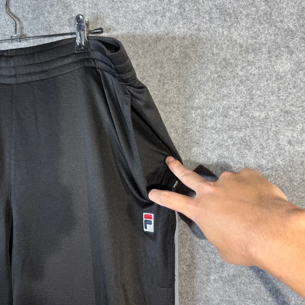 Fila Men's‎ Black Athletic Track Pants with White Stripe Side Size 3XL
